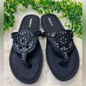 Torrid Black Medallion Wide Sandals Size 8WW